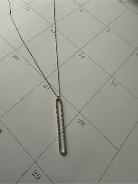 NaNa Silver Open Bar Pendant Necklace